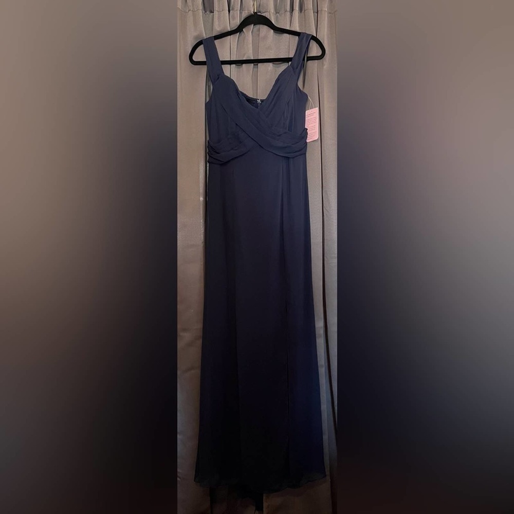 Social Bridesmaid Off The Shoulder Criss Cross Bodice Trumpet Gown - Picture 3 of 7